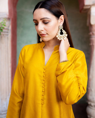 Mustard Katan Silk 2 Piece D2012