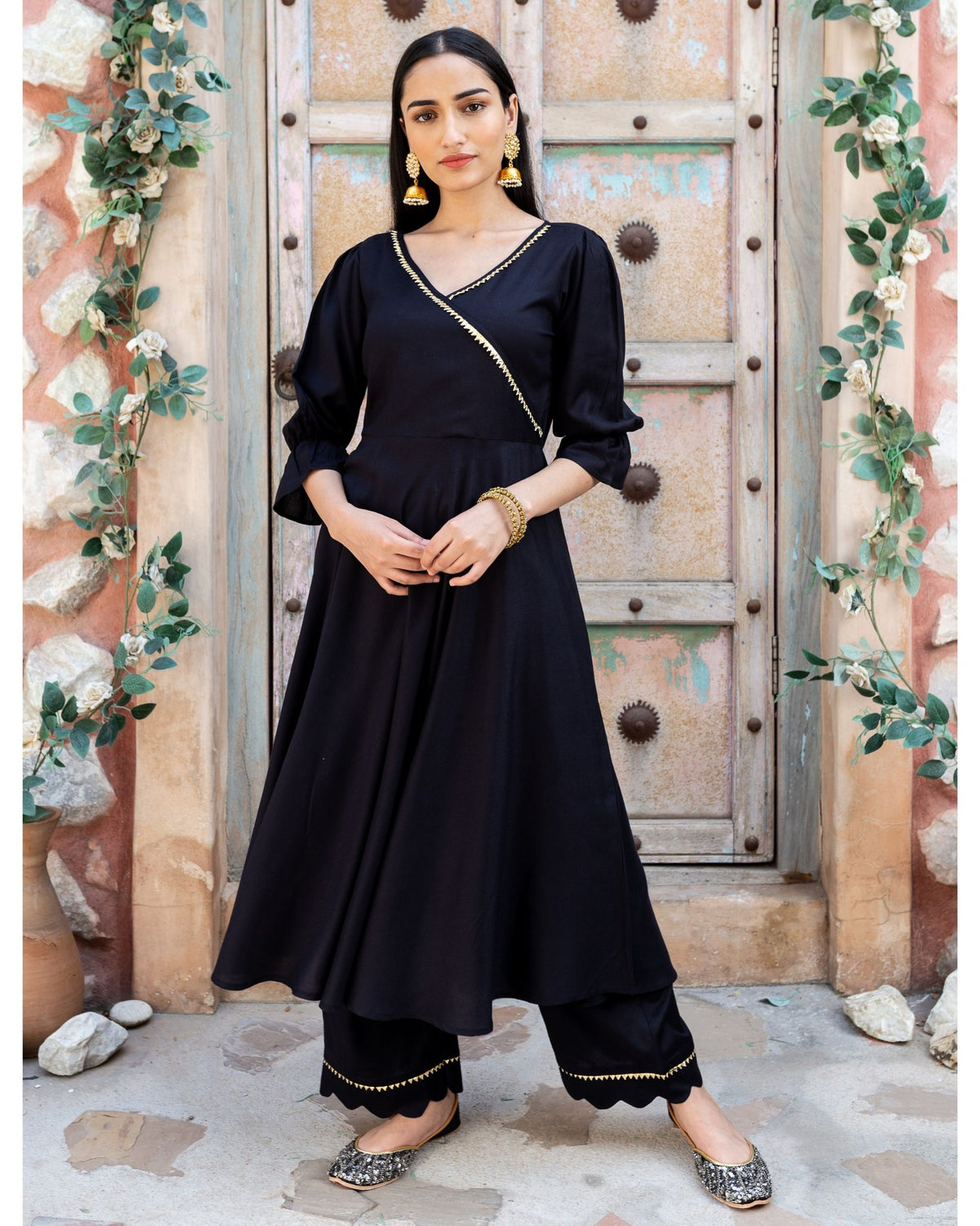 Black Flared Angrakha Set D2023