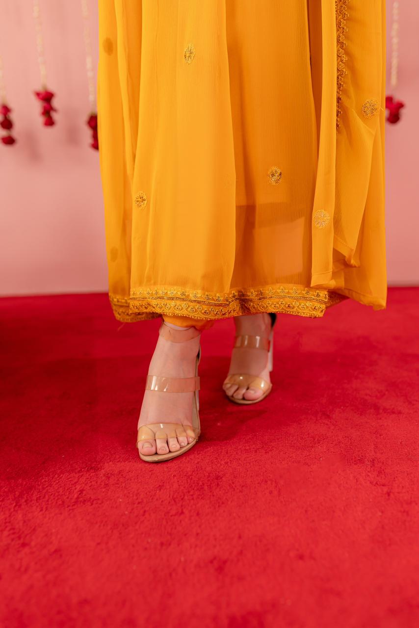 Chiffon Embroidered Dress - Y4