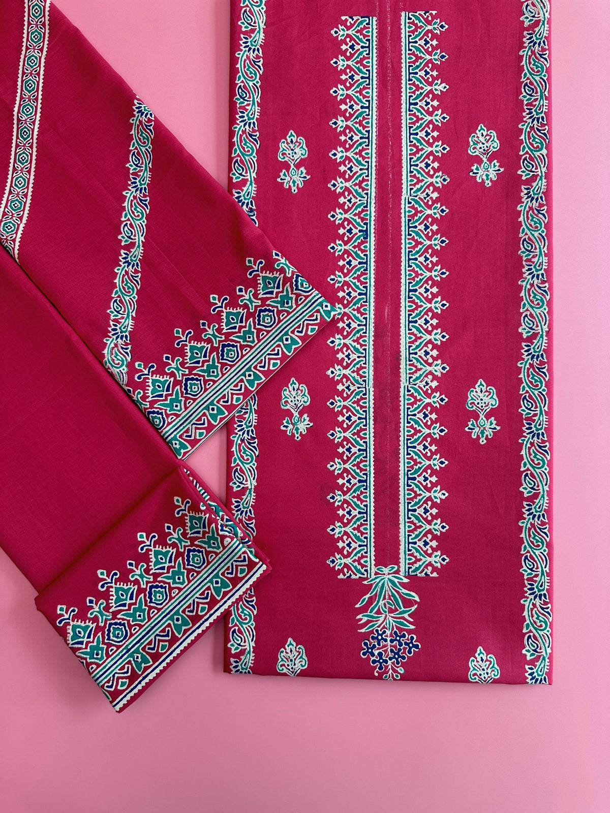 Candy Pink - Cotton Lawn Block Print Unstitched 2 Pc Set