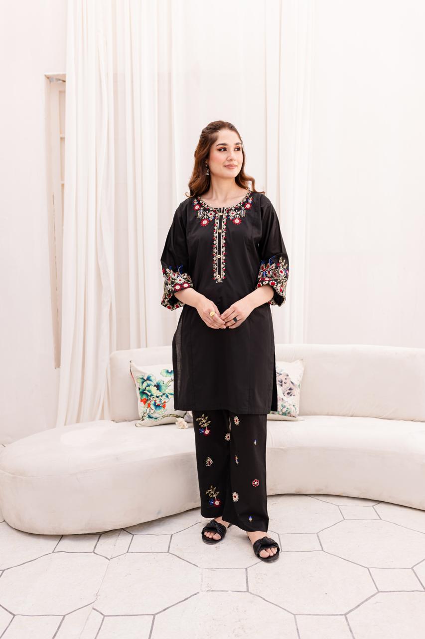 2PC Embroidered Dress- 1009