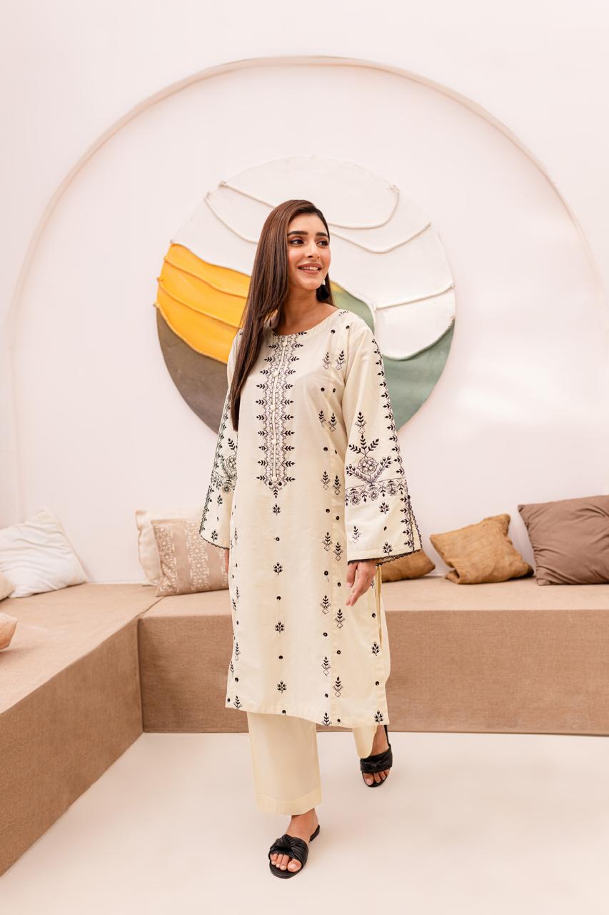 2PC Winter Embroidered Dress- 1051
