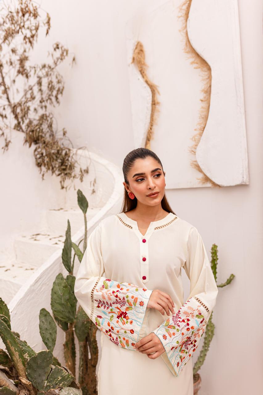 2PC Embroidered Dress- 1041