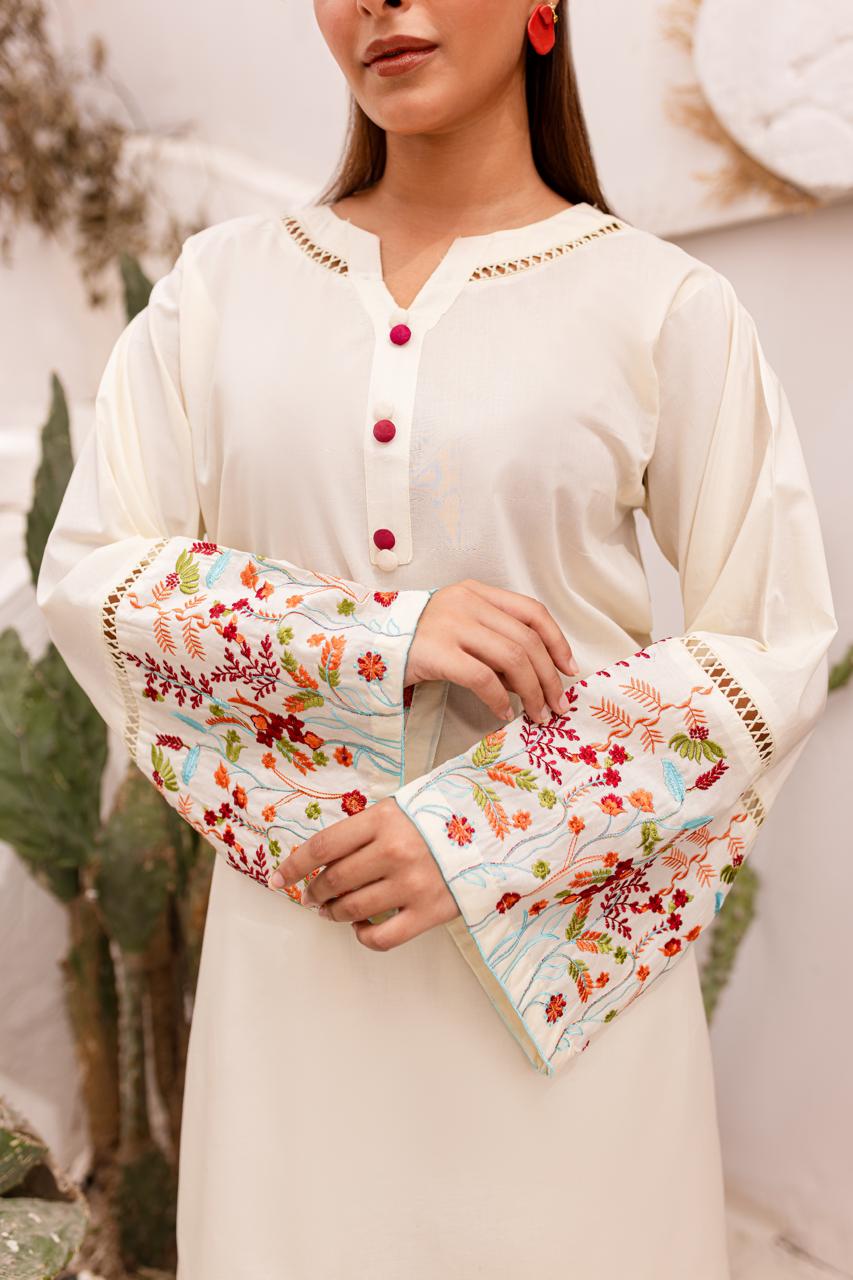 2PC Embroidered Dress- 1041
