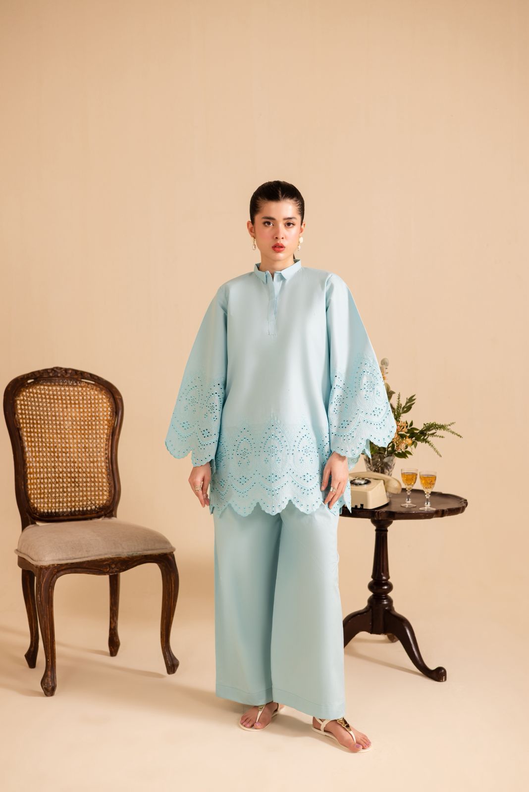 Summer Schiffli Embroidered Co-Ord - 1152