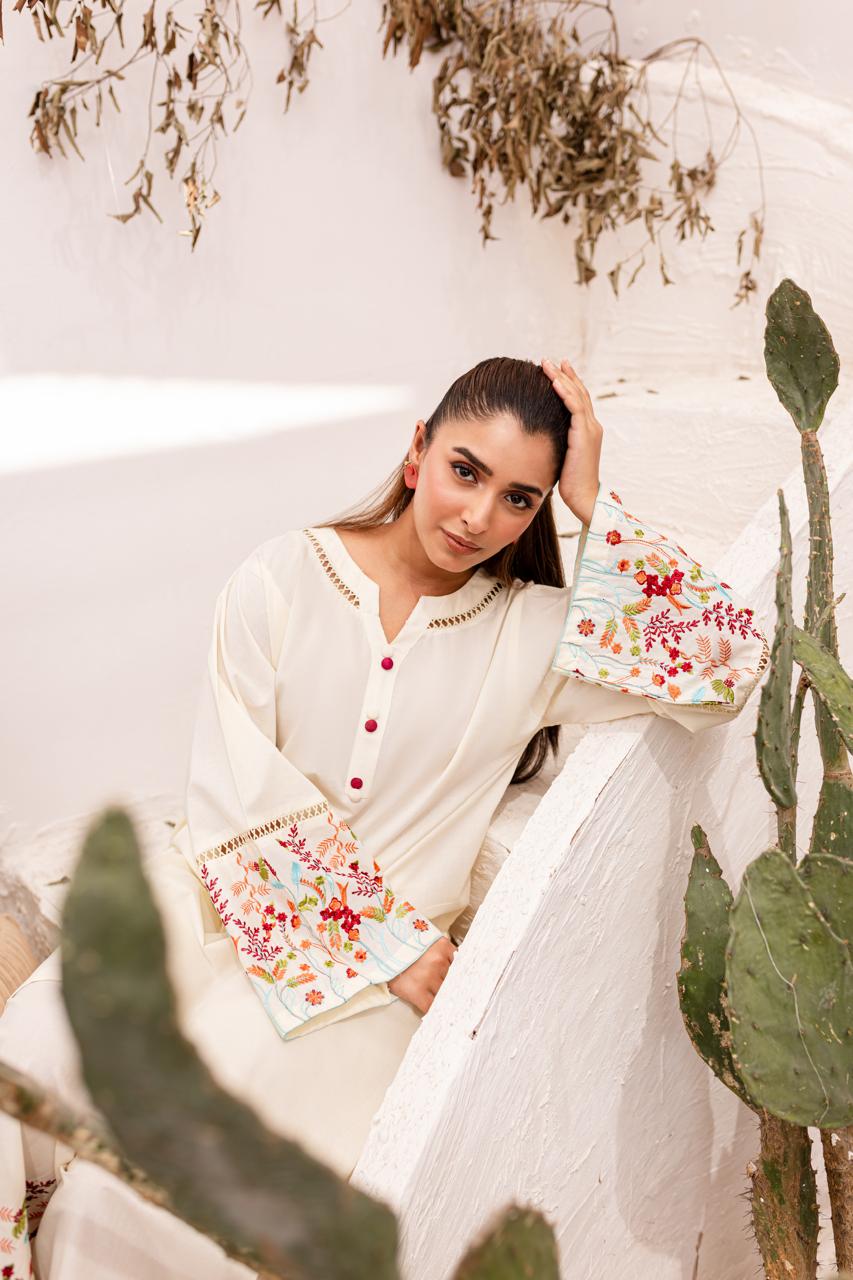 2PC Embroidered Dress- 1041