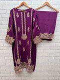 Mulberry Embellished Raw Silk Set