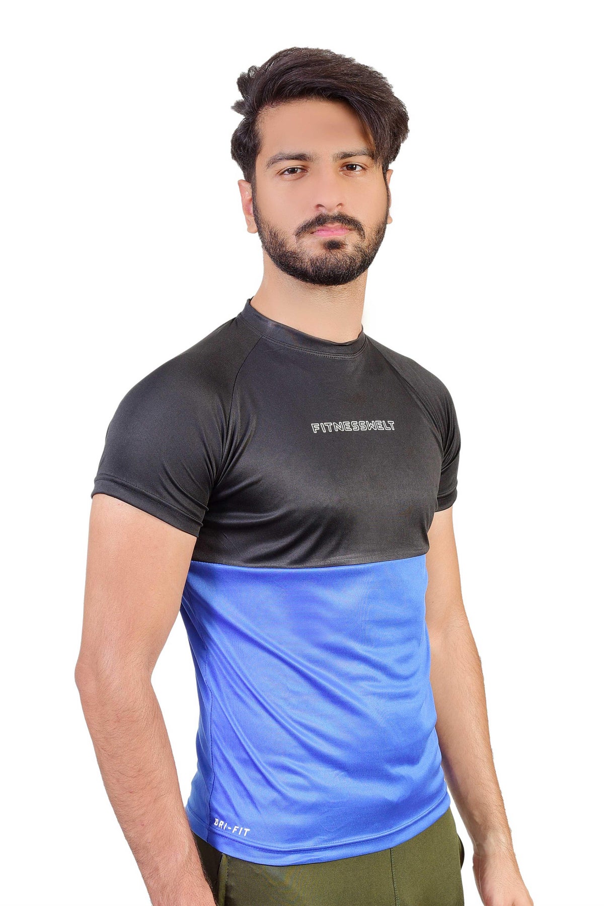 Fitness Welt - Half Panel Muscle Tee Blue