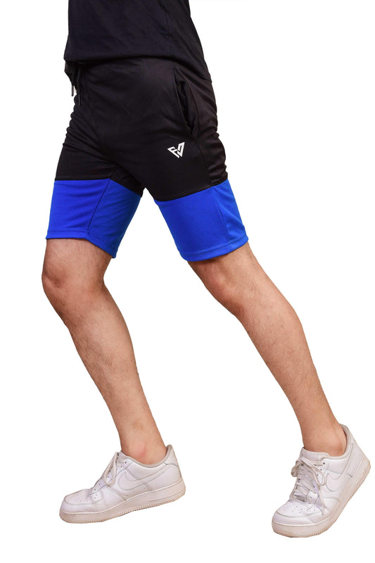 Fitness Welt Panel Shorts Black& Blue