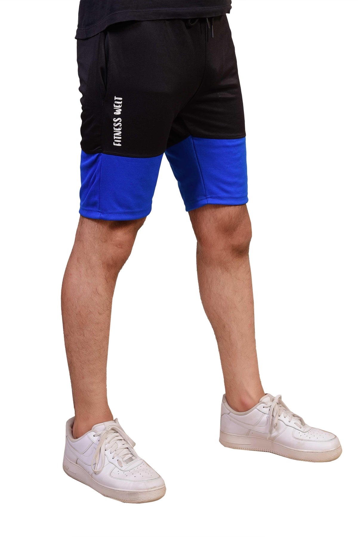 Fitness Welt Panel Shorts Black& Blue