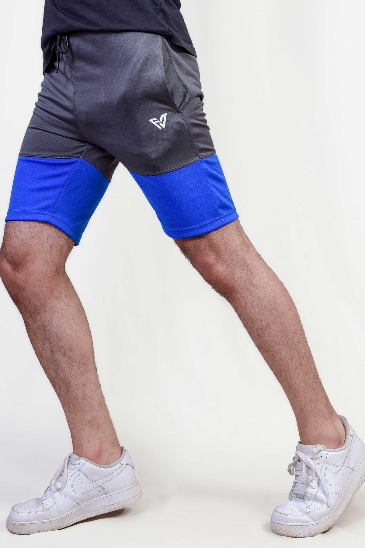 Fitness Welt Panel Shorts Grey & blue