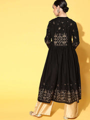 Black & Golden Geometric Print  Dress