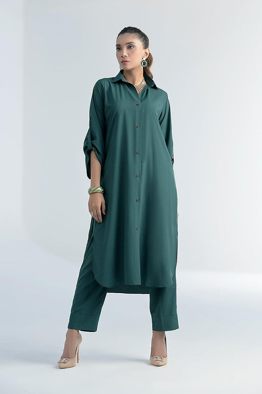 ArAbIaN GrEeN BuTtOnEd GrIp DrEsS - Peach Republic