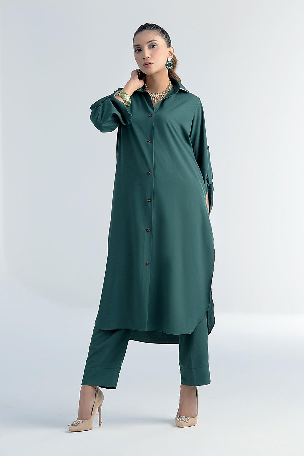 ArAbIaN GrEeN BuTtOnEd GrIp DrEsS - Peach Republic