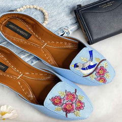 “Close-up of Bella Loafers embroidery and leather texture, perfect for special occasions”