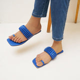 Aloha Ruffle Slides (Blue)