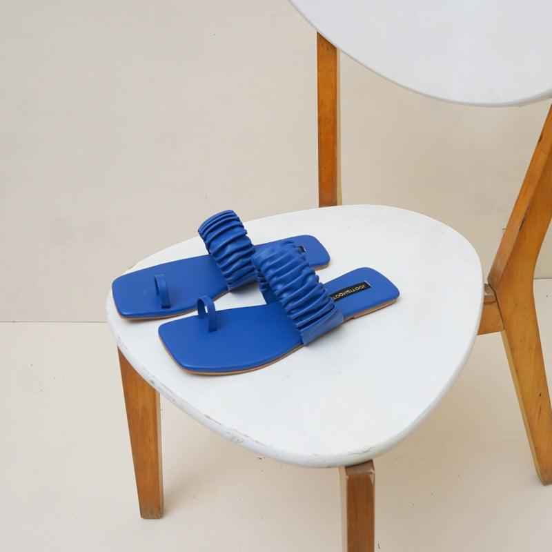 Aloha Ruffle Slides (Blue) - Jooti Shooti