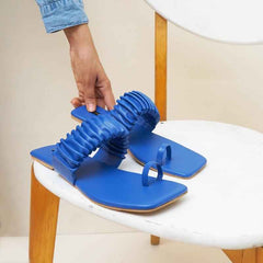 Aloha Ruffle Slides (Blue) - Jooti Shooti