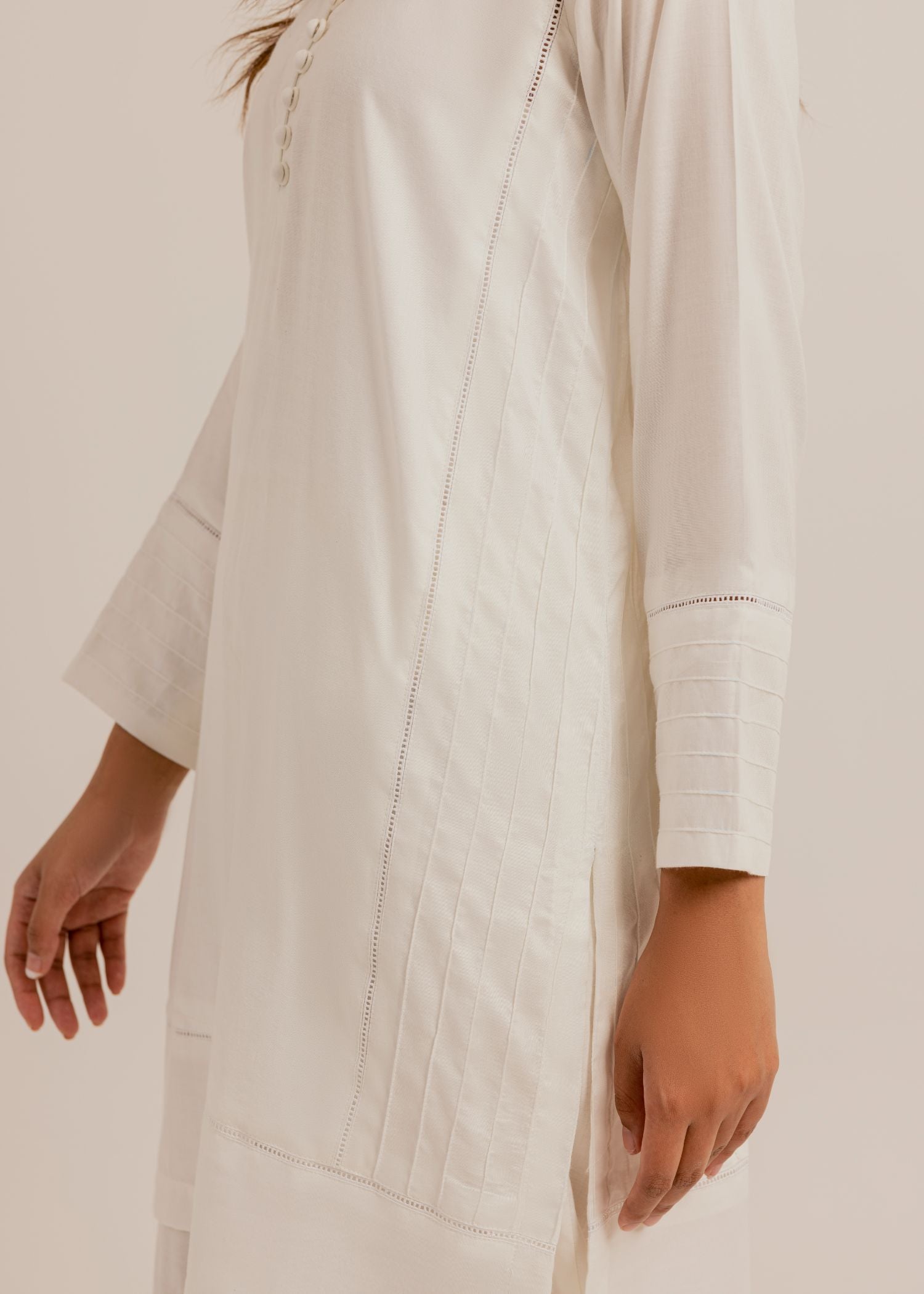 Ivory Pleated Set