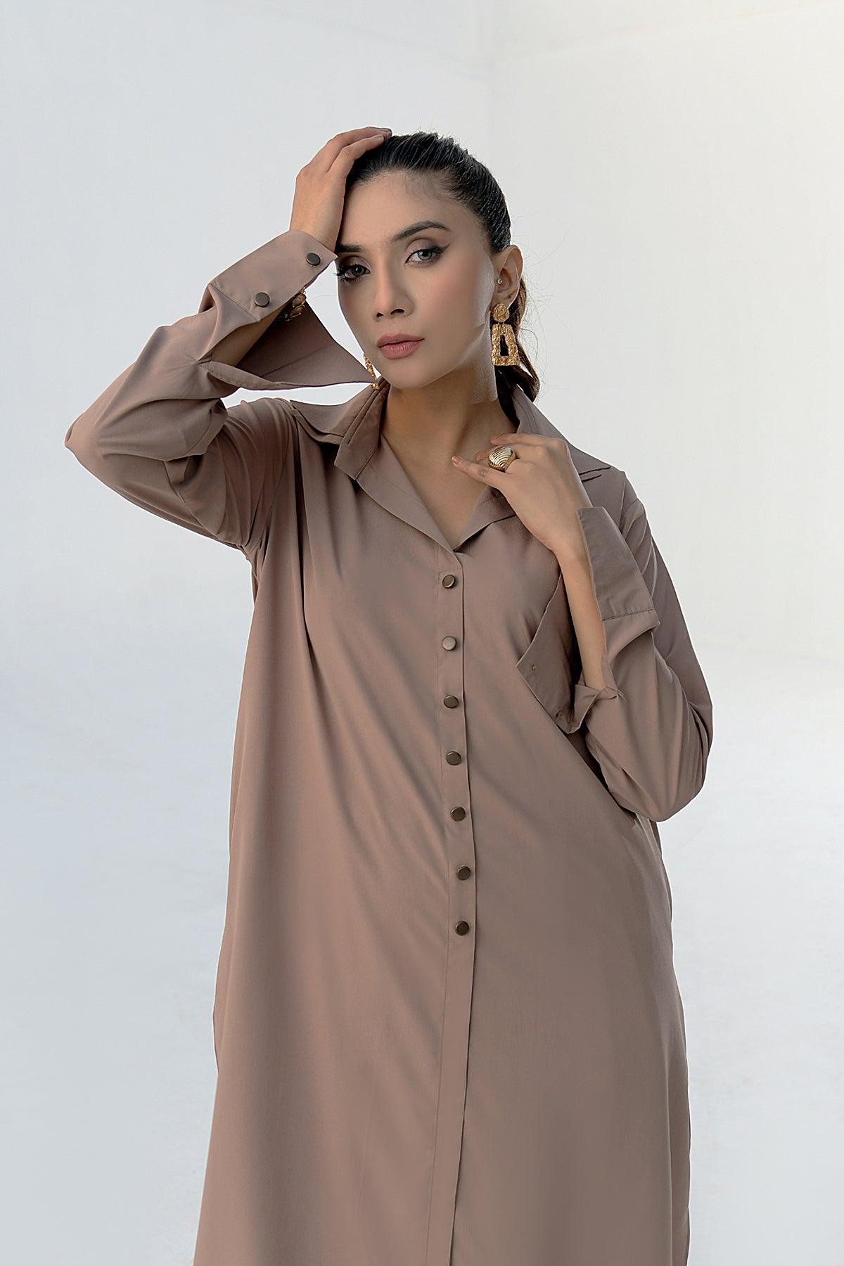 Desert Brown Grip Dress - Peach Republic