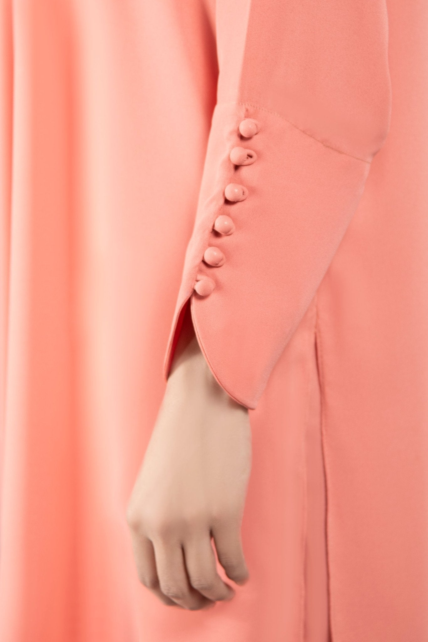 Elegant Double Georgette Peach Pink Dress - Peach Republic