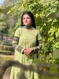 3 piece | Light Green Chicken Kari Angrakha Frock | Pret