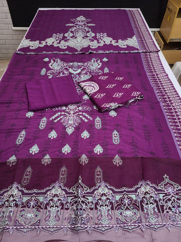 13A - Viscose Linen Embroidered 3P