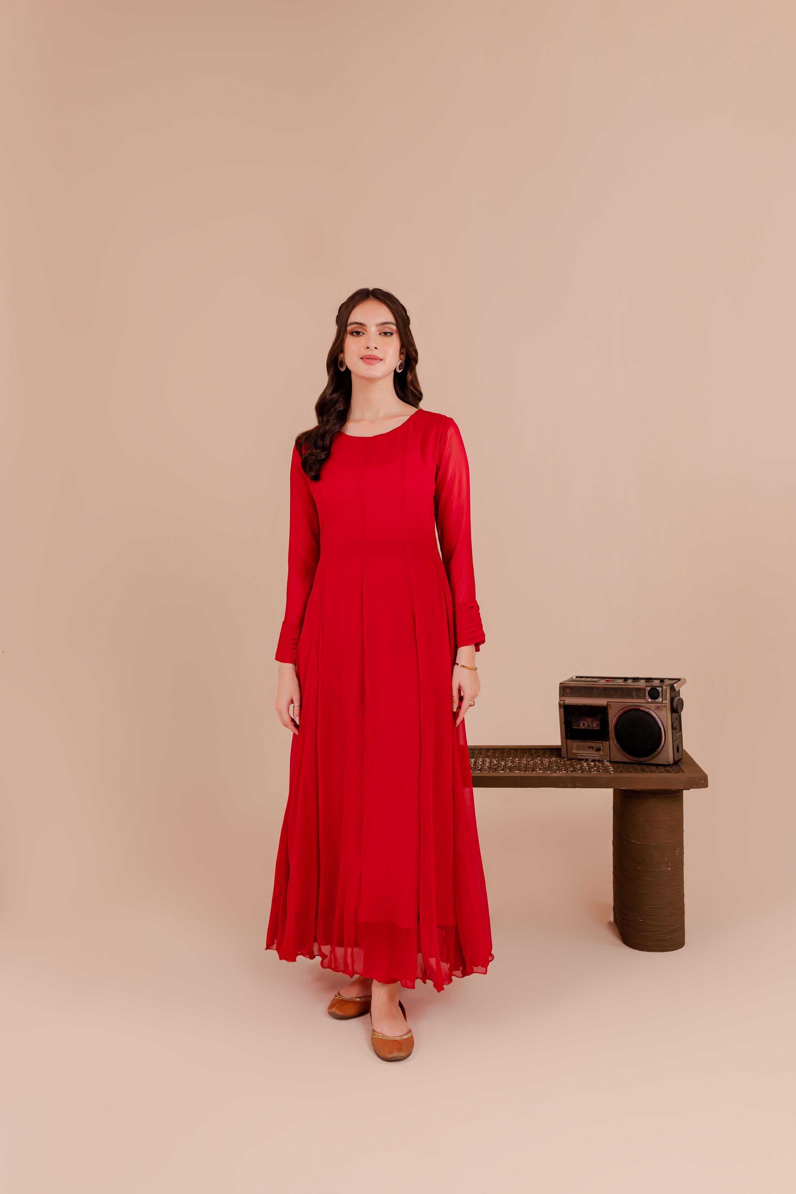 Red Chiffon Dress