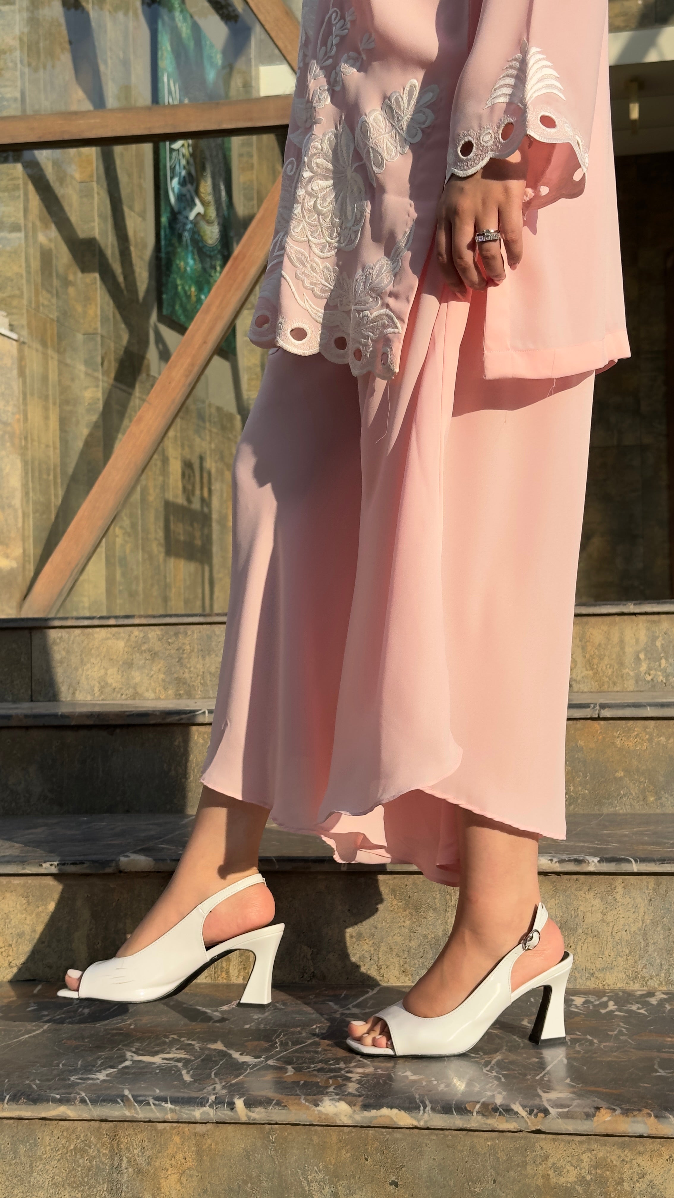 Pastel Pink Embroidered