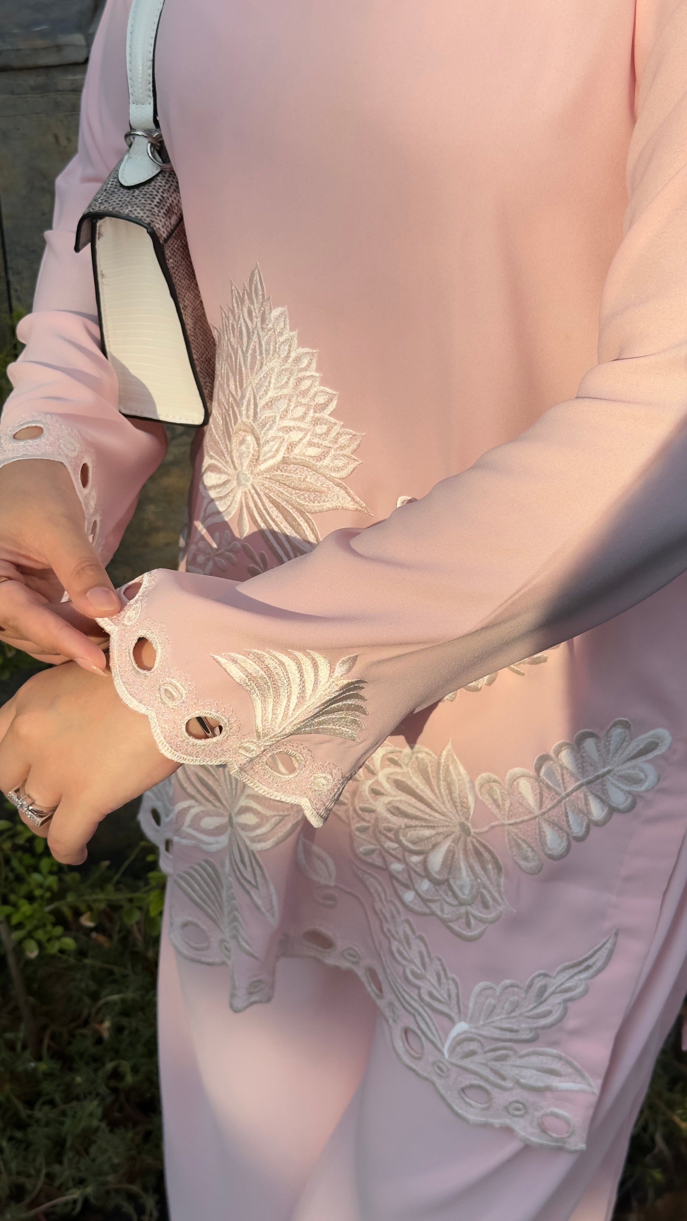 Pastel Pink Embroidered