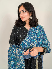 Orchid Floral Stole | Blue | Double Sided TNG by MD
