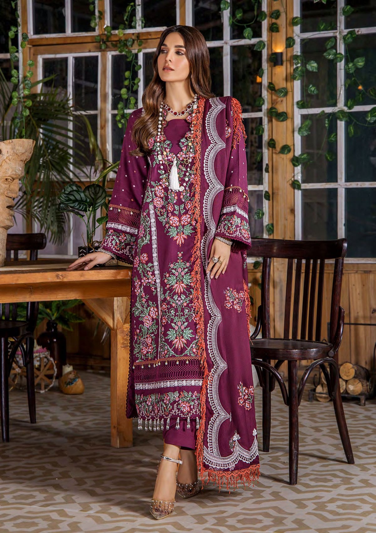 EA-W2-518 | Dhanak Embroidered 3P