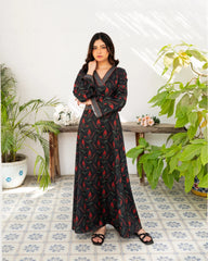 Charcoal Black Printed Long Dress