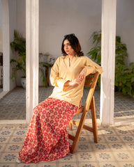 Lemon Yellow Shirt and printed skirt