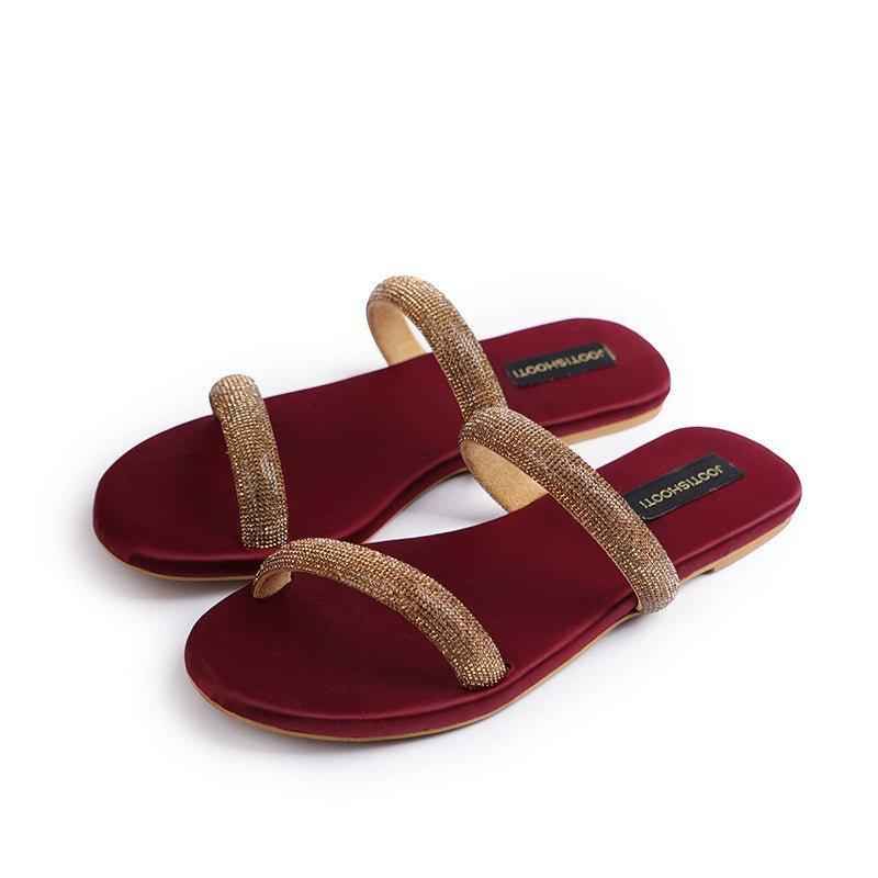 Juliet Two Strap Diamanté Slides - Jooti Shooti