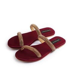 Juliet Two Strap Diamanté Slides - Jooti Shooti