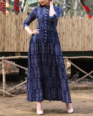 Blue pure ikat flare cape D2033