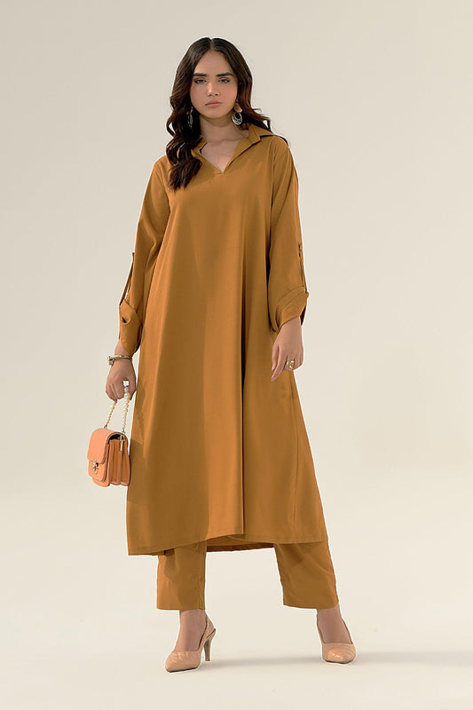 Long Grip Caramel Dress - Peach Republic