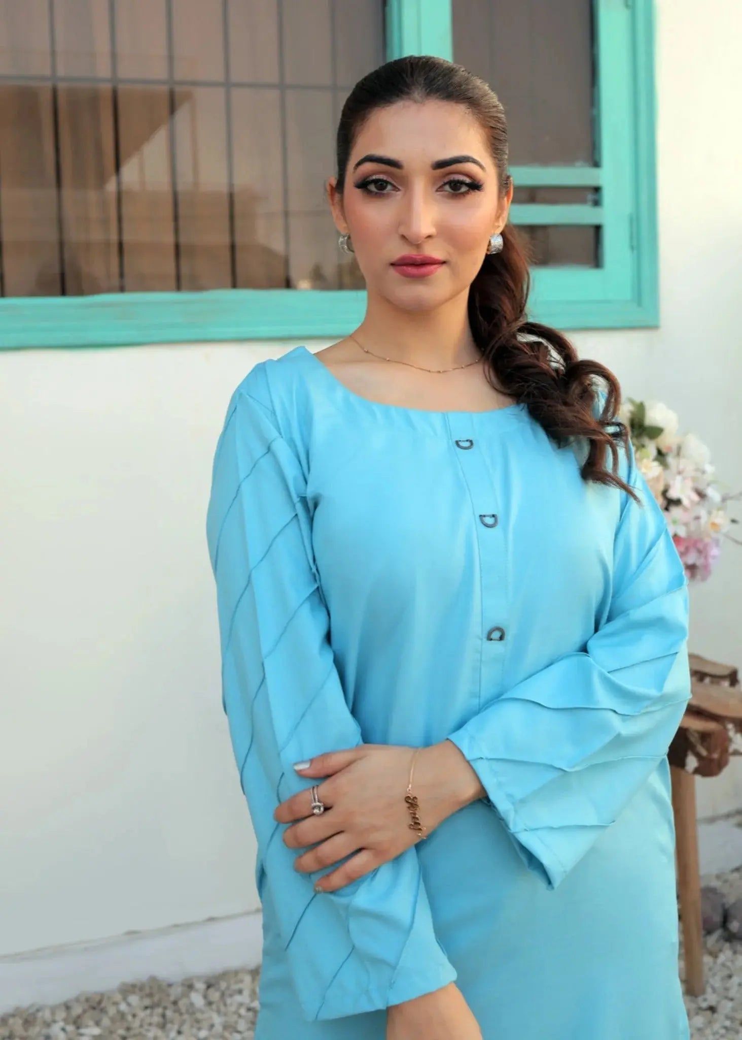 Ansha Co-Ord Set | Aqua Blue TNG by MD