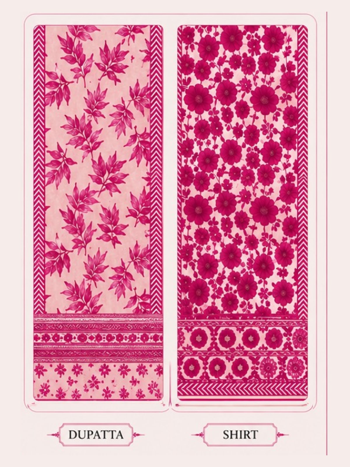 Motifz Rang Linen RL01 Fuchsia Pink digital printed linen 3 piece – shirt and dupatta print