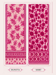Motifz Rang Linen RL01 Fuchsia Pink digital printed linen 3 piece – shirt and dupatta print