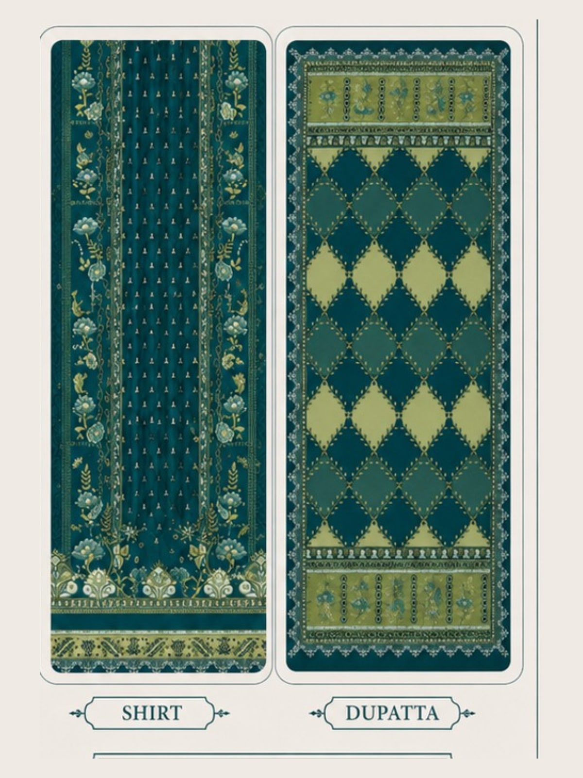 Motifz Rang Linen RL04 Teal digital printed linen 3 piece – shirt and dupatta print