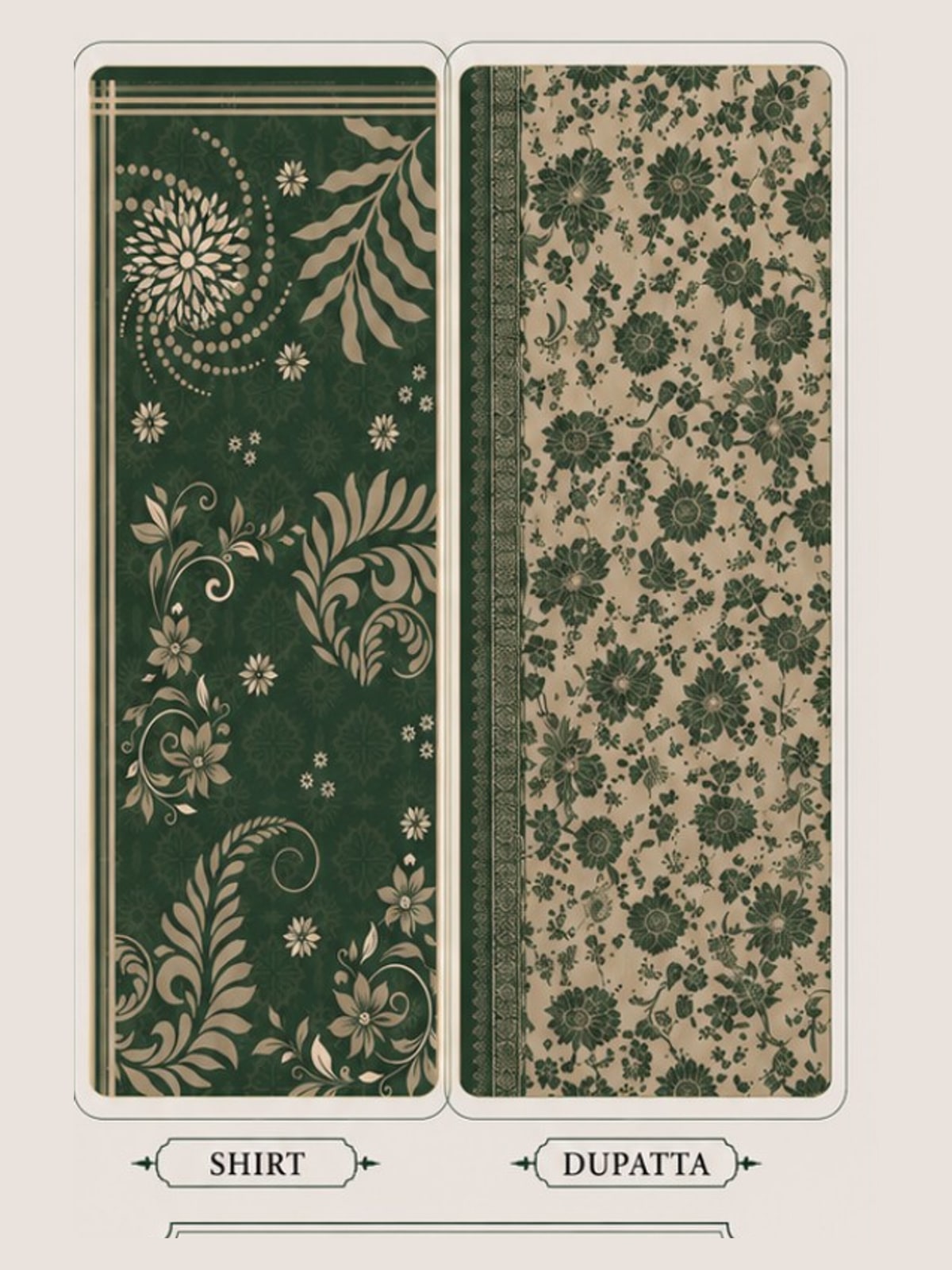 Motifz Rang Linen RL05 Bottle Green digital printed linen 3 piece – shirt and dupatta print