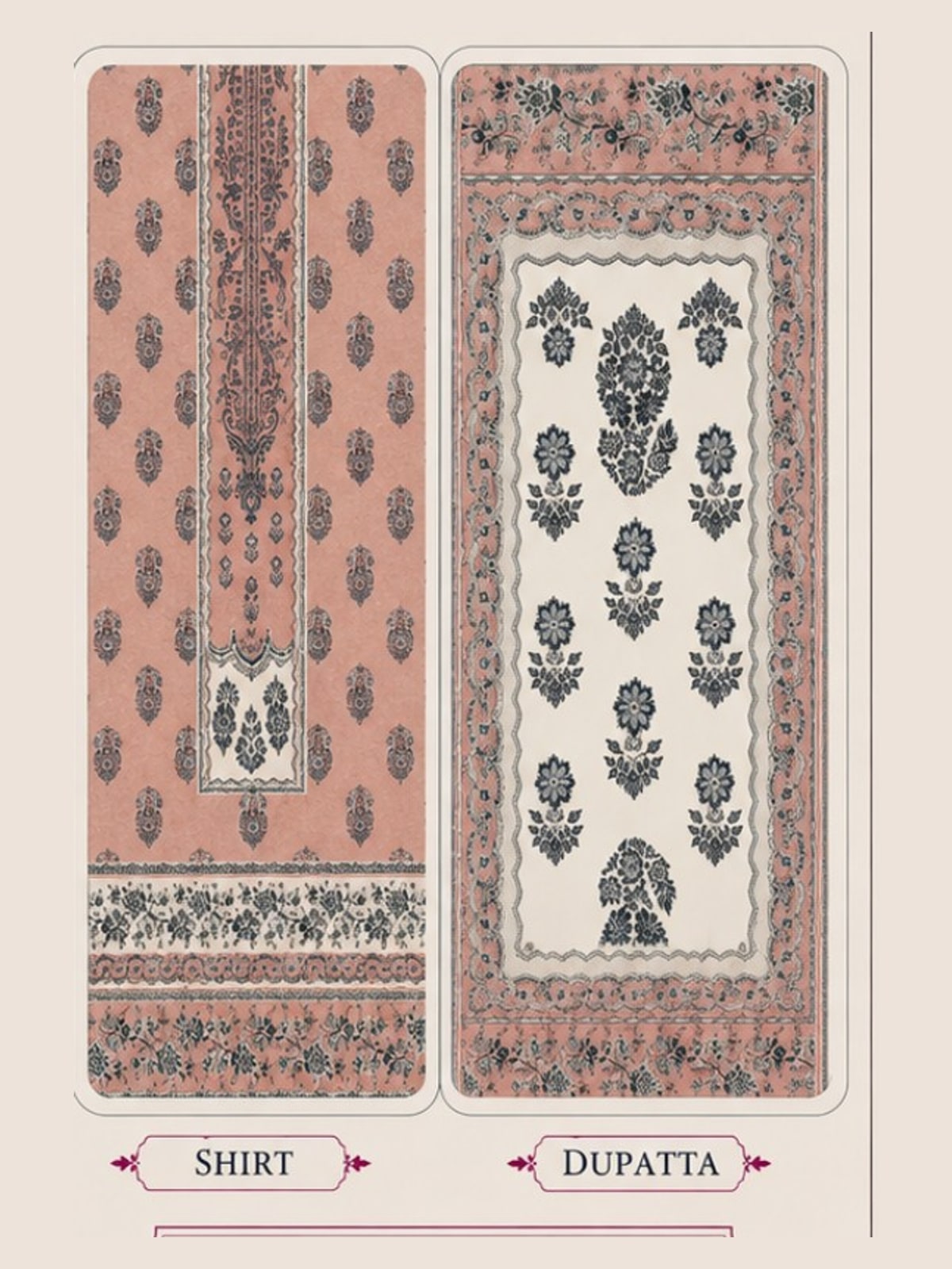 Motifz Rang Linen RL07 Tea Pink digital printed linen 3 piece – shirt and dupatta print