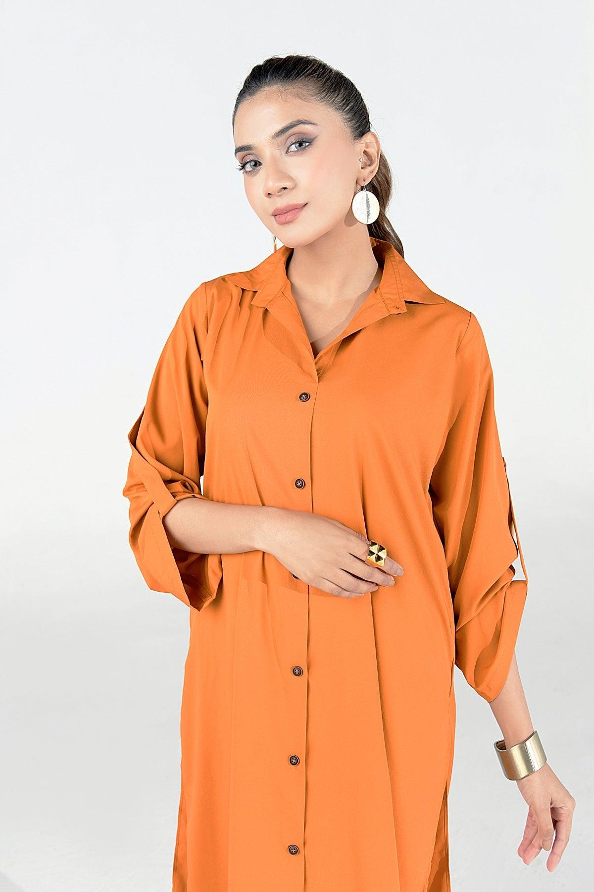 Mustard Buttoned Dress - Peach Republic