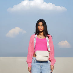 Crossbody Slate White Bag with Spring Strap