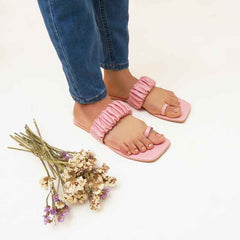 Aloha Ruffle Slides (Pink) - Jooti Shooti