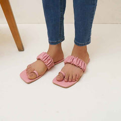 Aloha Ruffle Slides (Pink) - Jooti Shooti