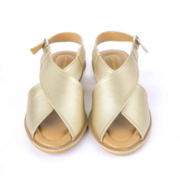 Plain Gold Peshawari Chappal - Jooti Shooti