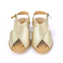 Plain Gold Peshawari Chappal - Jooti Shooti